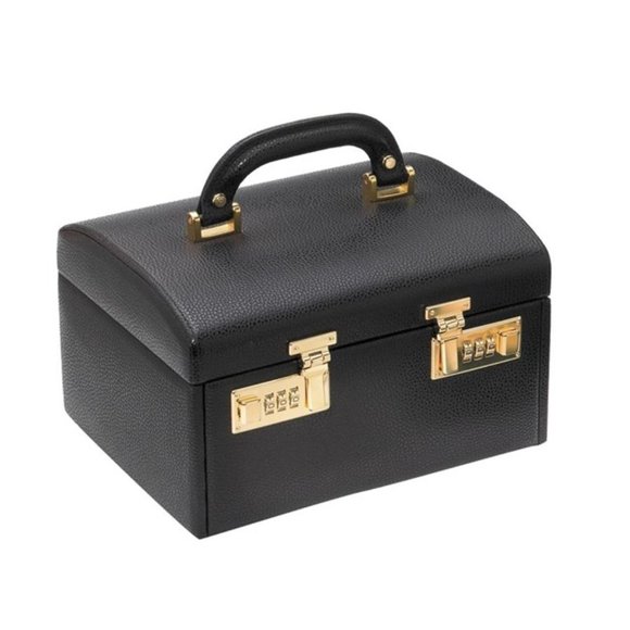 Scully & Scully HandMade it Italy Black Leather Jewelry Box Lunch Box Style $865